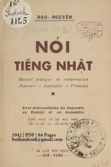 Nói Tiếng Nhật (NXB Thụy Ký 1942) - Đạo Nguyên, 84 Trang