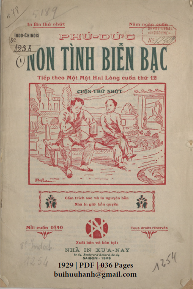 Non Tình Biển Bạc Cuốn 1-15 (NXB Xưa Nay 1929) - Phú Đức, 552 Trang