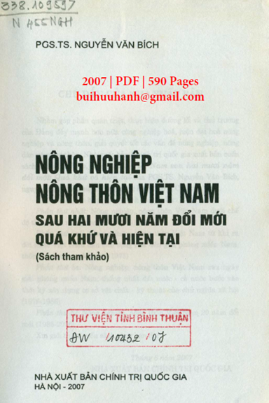 Nông Nghiệp Nông Thôn Việt Nam Sau Hai Mươi Năm Đổi Mới Quá Khứ Và Hiện Tại - Nguyễn Văn Bích