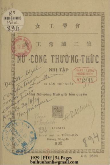 Nữ Công Thường Thức Nhị Tập (NXB Tiếng Dân 1929) - Hội Nữ Công Huế, 54 Trang