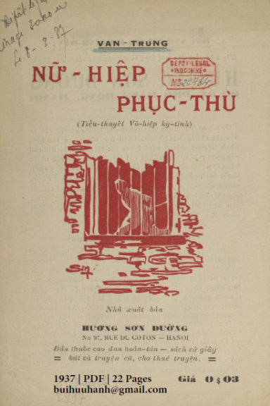 Nữ Hiệp Phục Thù (NXB Hương Sơn 1937) - Vân Trung, 22 Trang
