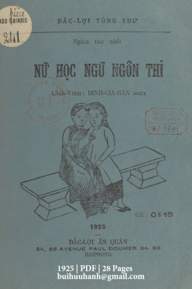 Nữ Học Ngũ Ngôn Thi (NXB Đắc Lợi 1925) - Đinh Gia Hân, 28 Trang