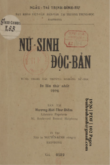 Nữ Sinh Độc Bản (NXB Nguyễn Kính 1926) - Trịnh Đình Rư, 102 Trang
