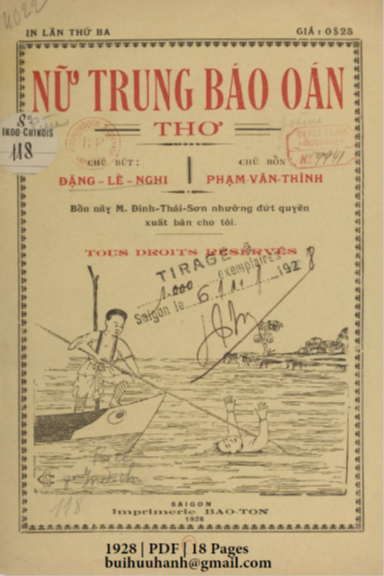 Nữ Trung Báo Oán (NXB Bảo Tồn 1928) - Đặng Lễ Nghi, 18 Trang