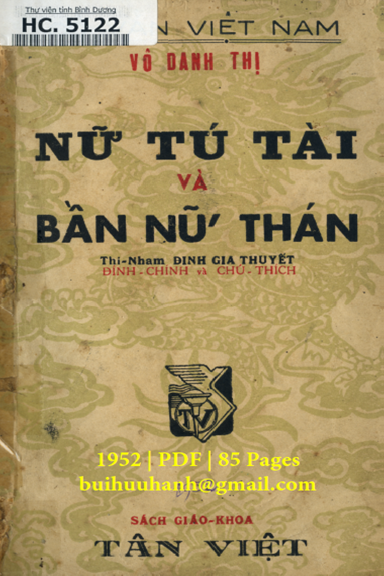 Nữ Tú Tài Và Bần Nữ Thán (NXB Tân Việt 1952) - Vô Danh Thị, 85 Trang