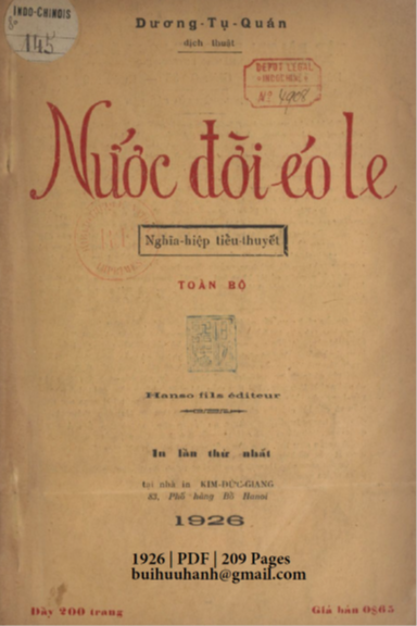 Nước Đời Éo Le (NXB Kim Đức Giang 1926) - Dương Tụ Quán, 209 Trang