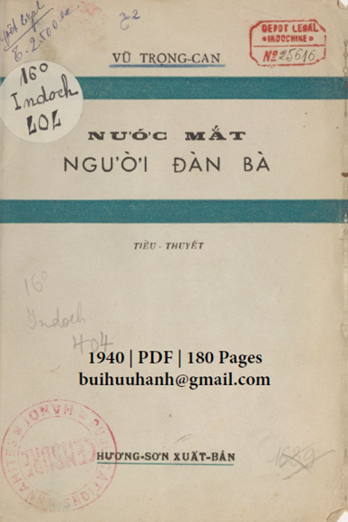 Nước Mắt Người Đàn Bà (NXB Hương Sơn 1940) - Vũ Trọng Can, 180 Trang