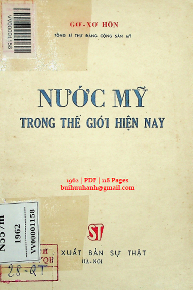 Nước Mỹ Trong Thế Giới Hiện Nay (NXB Sự Thật 1962) - Gơ-Xơ-Hôn, 118 Trang