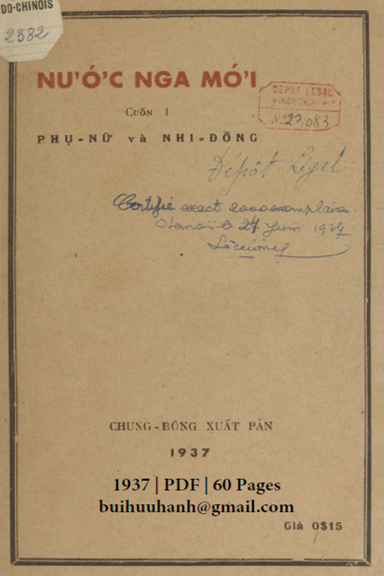 Nước Nga Mới Cuốn 1-Phụ Nữ Và Nhi Đồng (NXB Chung Đông 1937) - Marcel Koch, 60 Trang
