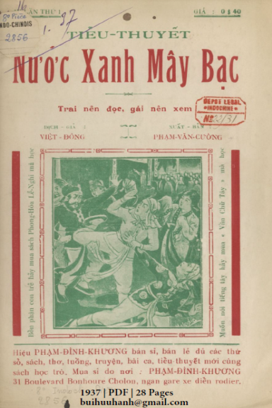 Nước Xanh Mây Bạc (NXB Bảo Tồn 1937) - Việt Động, 28 Trang