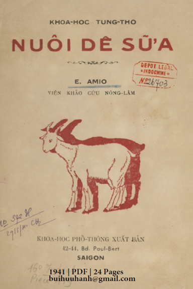 Nuôi Dê Sữa (NXB Khoa Học 1941) - E. Amio, 24 Trang