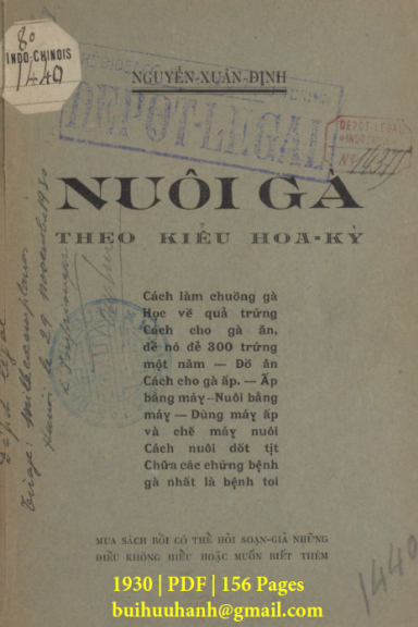 Nuôi Gà Theo Kiểu Hoa Kỳ (NXB Tân Dân 1930) - Nguyễn Xuân Định, 156 Trang