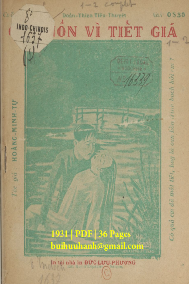 Oan Hồn Vì Tiết Giá Cuốn 1 (NXB Đức Lưu Phương 1931) - Hoàng Minh Tự, 36 Trang
