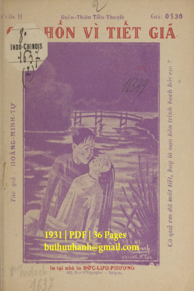 Oan Hồn Vì Tiết Giá Cuốn 2 (NXB Đức Lưu Phương 1931) - Hoàng Minh Tự, 36 Trang