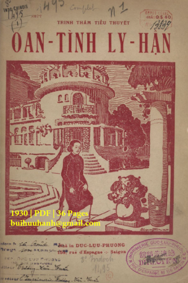 Oan Tình Ly Hận Cuốn 1 (NXB Đức Lưu Phương 1930) - Trương Văn Tuấn, 36 Trang