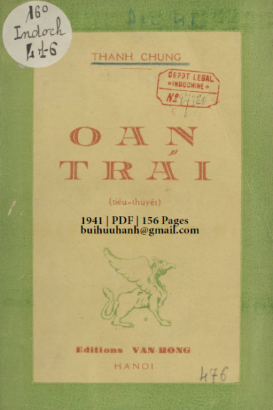 Oan Trái (NXB Văn Hồng 1941) - Thanh Chung, 156 Trang