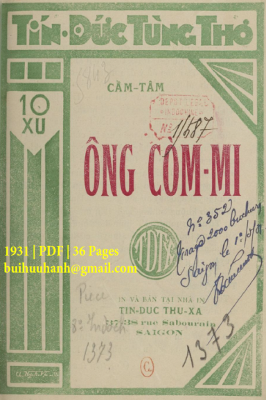 Ông Còm Mi (NXB Tín Đức Thư Xã 1931) - Cẩm Tâm, 36 Trang