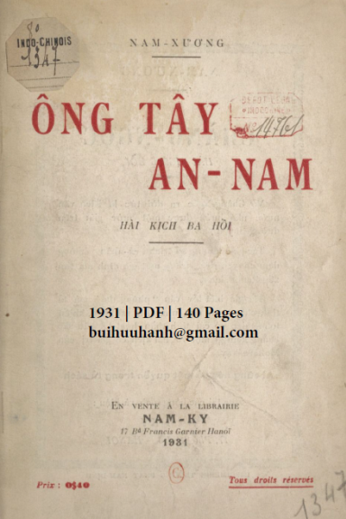 Ông Tây An Nam (NXB Nam Ký 1931) - Nam Xương, 140 Trang