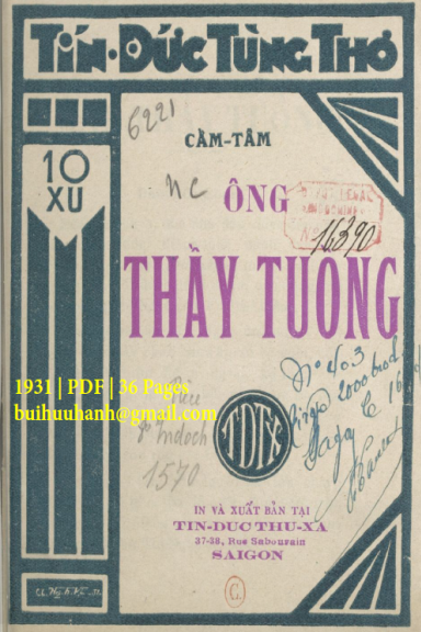 Ông Thầy Tuồng (NXB Tín Đức Thư Xã 1931) - Cẩm Tâm, 36 Trang