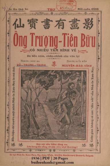 Ông Trượng Tiên Bữu (NXB Xưa Nay 1936) - Vỏ Trung Trinh, 20 Trang