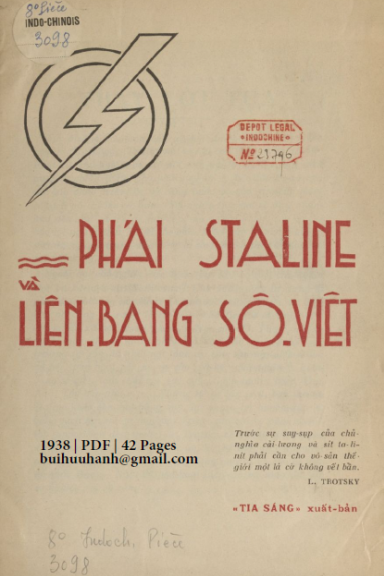 Phái Staline Và Liên Bang Sô Viết (NXB Tia Sáng 1938) - Nhiều Tác Giả, 42 Trang