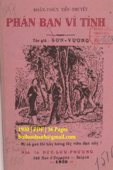 Phản Bạn Vì Tình (NXB Đức Lưu Phương 1930) - Sơn Vương, 36 Trang