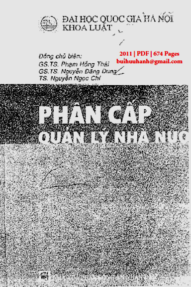 Phân Cấp Quản Lý Nhà Nước (NXB Công An 2011) - Phạm Hồng Thái, 337 Trang