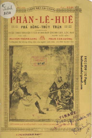 Phàn Lê Huê Phá Hồng Thủy Trận (NXB Bảo Tồn 1932) - Nguyễn Thành Long, 52 Trang