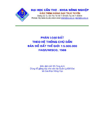 Phân Loại Đất Theo Hệ Thống Chú Dẫn Bản Đồ Đất Thế Giới (NXB Cần Thơ 2000) - Võ Tòng Anh, 40 Trang