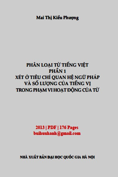 Phân Loại Từ Tiếng Việt Phần 1-Xét Ở Tiêu Chí Quan Hệ Ngữ Pháp - Mai Thị Kiều Phượng, 176 Trang