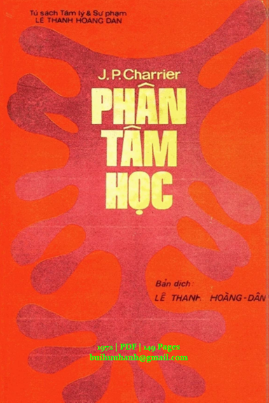 Phân Tâm Học (NXB Trẻ 1972) - J. P. Charrier, 149 Trang