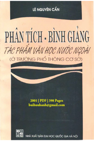 Phân Tích Bình Giảng Tác Phẩm Văn Học Nước Ngoài (NXB Đại Học Quốc Gia 2001) - Lê Nguyên Cẩn