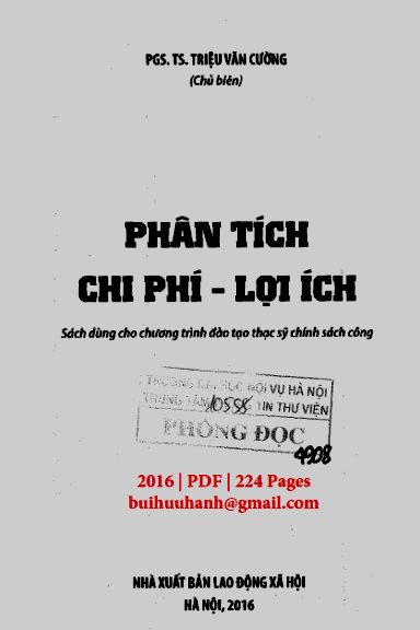 Phân Tích Chi Phí-Lợi Ích (NXB Lao Động Xã Hội 2016) - Triệu Văn Cường, 224 Trang