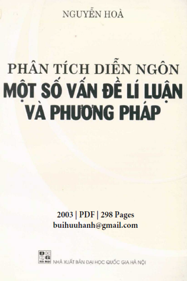 Phân Tích Diễn Ngôn Một Số Vấn Đề Lý Luận Và Phương Pháp (NXB Đại Học Quốc Gia 2003) - Nguyễn Hòa