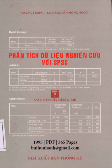 Phân Tích Dữ Liệu Nghiên Cứu Với SPSS (NXB Thống Kê 2005) - Hoàng Trọng, 365 Trang