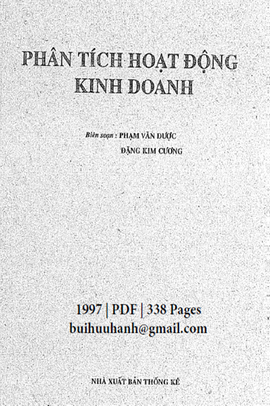Phân Tích Hoạt Động Kinh Doanh (NXB Thống Kê 1997) - Phạm Văn Dược, 338 Trang