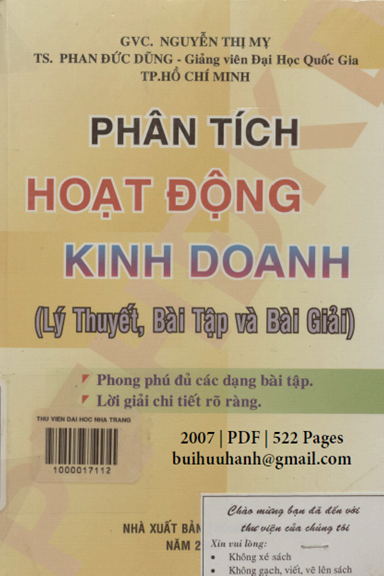Phân Tích Hoạt Động Kinh Doanh (NXB Thống Kê 2007) - Nguyễn Thị Mỵ, 522 Trang