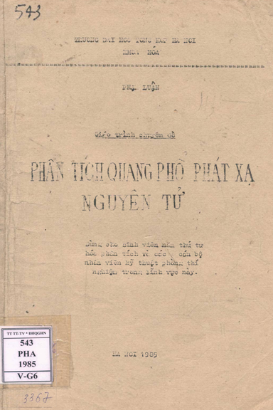 Phân Tích Quang Phổ Phát Xạ Nguyên Tử (NXB Hà Nội 1985) - Phạm Luận, 143 Trang