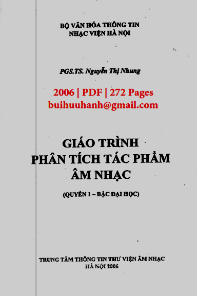 Phân Tích Tác Phẩm Âm Nhạc Quyển 1 (NXB Từ Điển Bách Khoa 2006) - Nguyễn Thị Nhung, 272 Trang