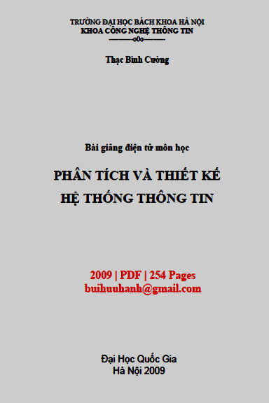 Phân Tích Và Thiết Kế Hệ Thống Thông Tin (NXB Đại Học Quốc Gia 2009) - Thạc Bình Cường, 254 Trang