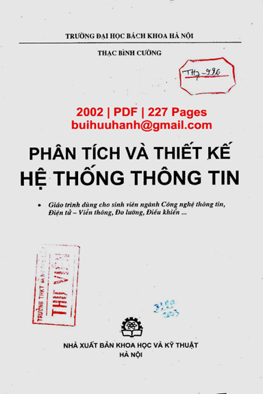 Phân Tích Và Thiết Kế Hệ Thống Thông Tin (NXB Khoa Học Kỹ Thuật 2002) - Thạc Bình Cường, 227 Trang