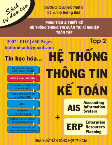 Phân Tích Và Thiết Kế HTTT Quản Trị Xí Nghiệp Tập 2-Hệ Thống Thông Tin Kế Toán AIS+ERP