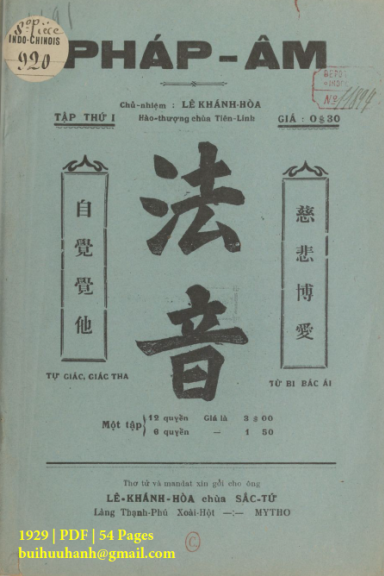 Pháp Âm Tập 1 (NXB Thạnh Thị Mậu 1929) - Lê Khánh Hòa, 54 Trang
