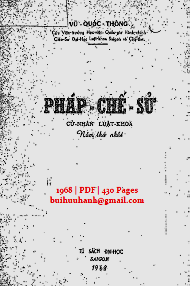 Pháp Chế Sử (NXB Sài Gòn 1968) - Vũ Quốc Thông, 430 Trang