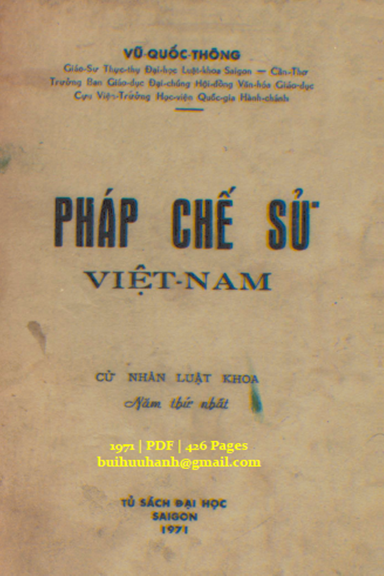 Pháp Chế Sử Việt Nam (NXB Sài Gòn 1971) - Vũ Quốc Thông, 426 Trang