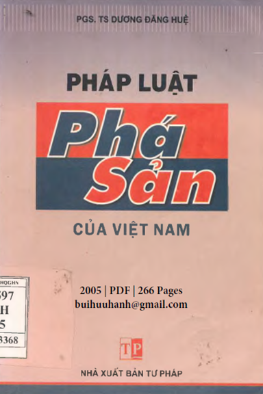 Pháp Luật Phá Sản Của Việt Nam (NXB Tư Pháp 2005) - Dương Đăng Huệ, 266 Trang