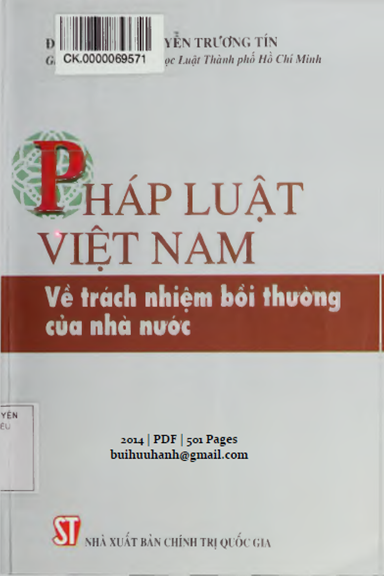 Pháp Luật Việt Nam Về Trách Nhiệm Bồi Thường Của Nhà Nước (NXB Chính Trị 2014) Đỗ Văn Đại, 501 Trang