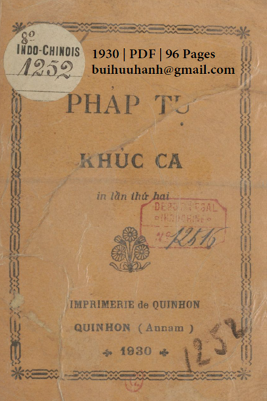 Pháp Tự Khúc Ca (NXB Qui Nhơn 1930) - Hồ Ngọc Cẩn, 96 Trang