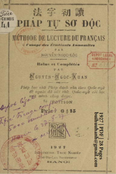Pháp Tự Sơ Độc (NXB Thực Nghiệp 1927) - Nguyễn Ngọc Lộc, 28 Trang