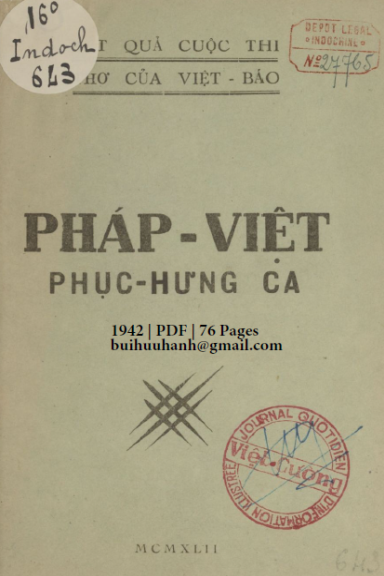 Pháp Việt Phục Hưng Ca (NXB Việt Cường 1942) - Việt Báo, 76 Trang